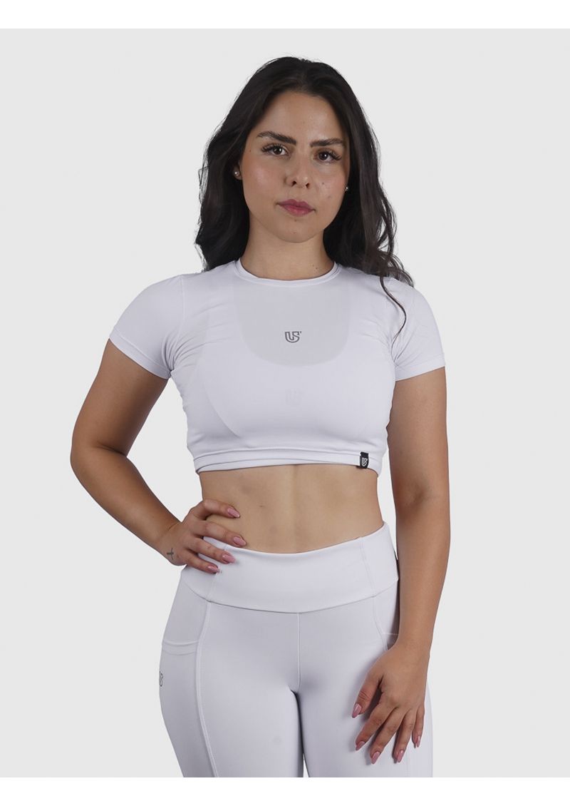 Cropped Luna Usup Branco Poliamida Uv 50+ Manga Curta 
