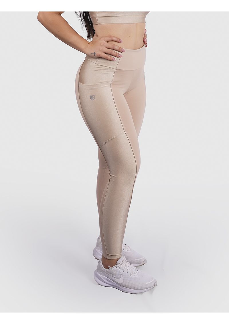 Legging Luna Usup Creme Poliamida Uv 50+ Blackout Bolsos na Lateral