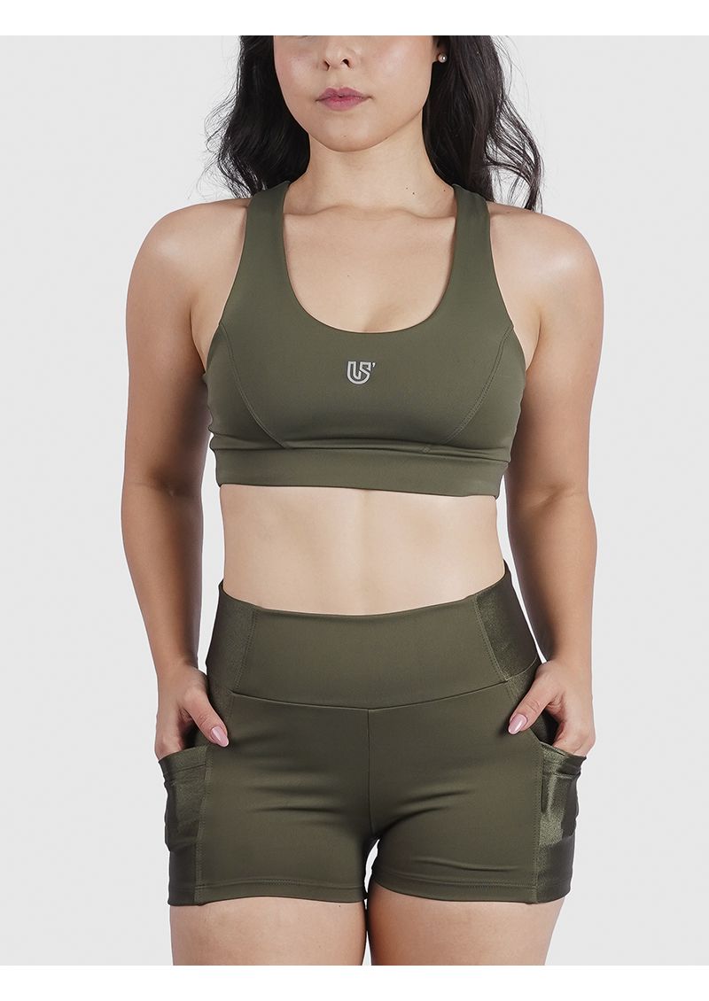Top High Luna Usup Verde Militar Compression Uv 50+ Elastico Com Bojo 
