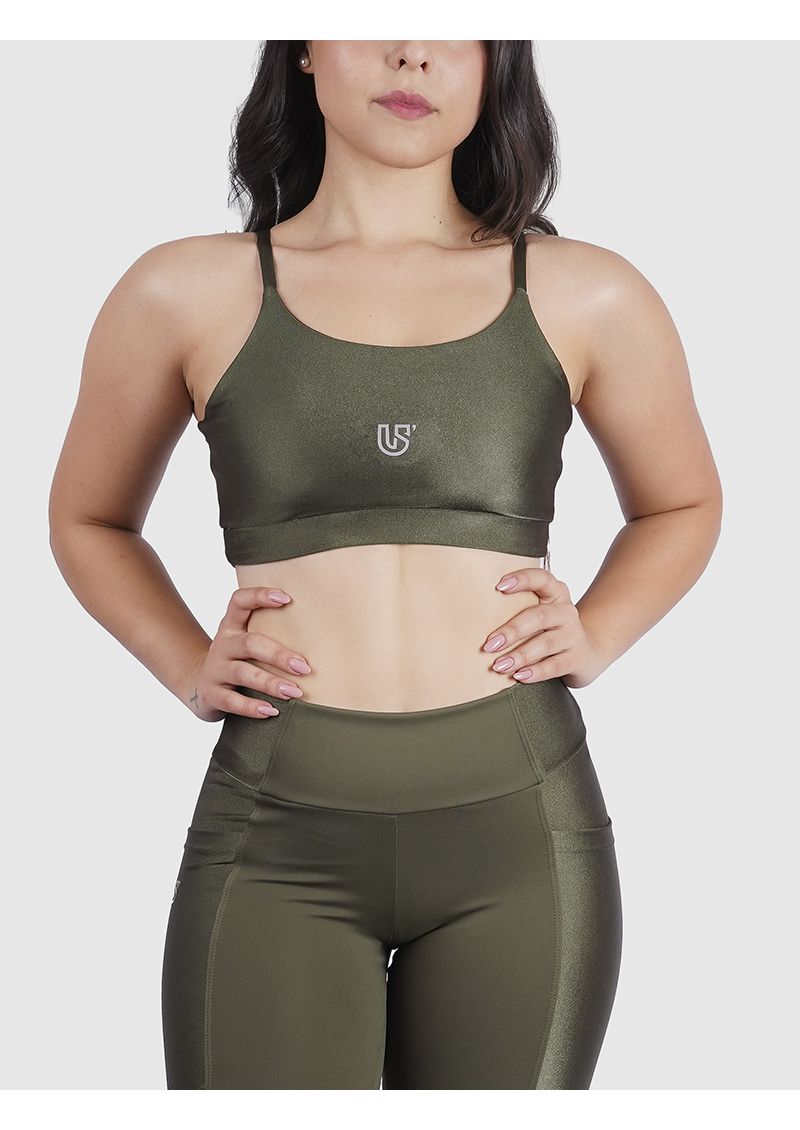 Top Luna Usup Verde Militar Poliamida Uv 50+ Elastico Com Bojo 