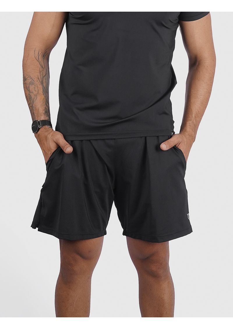 Short Duble Usup Preto Compression Poliamida Uv 50+ Bolsos Interno