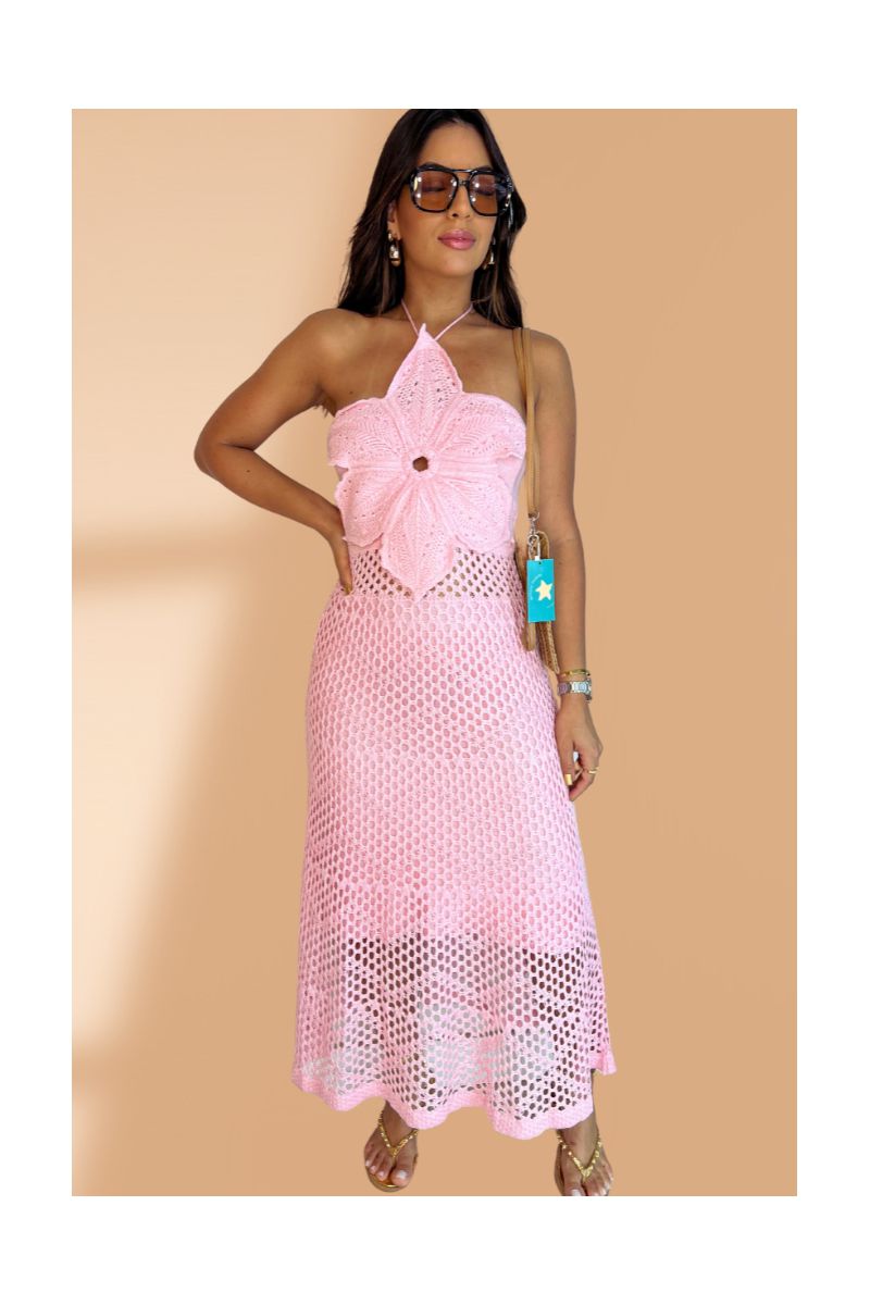 Vestido Tricot Modal Flor do Caribe