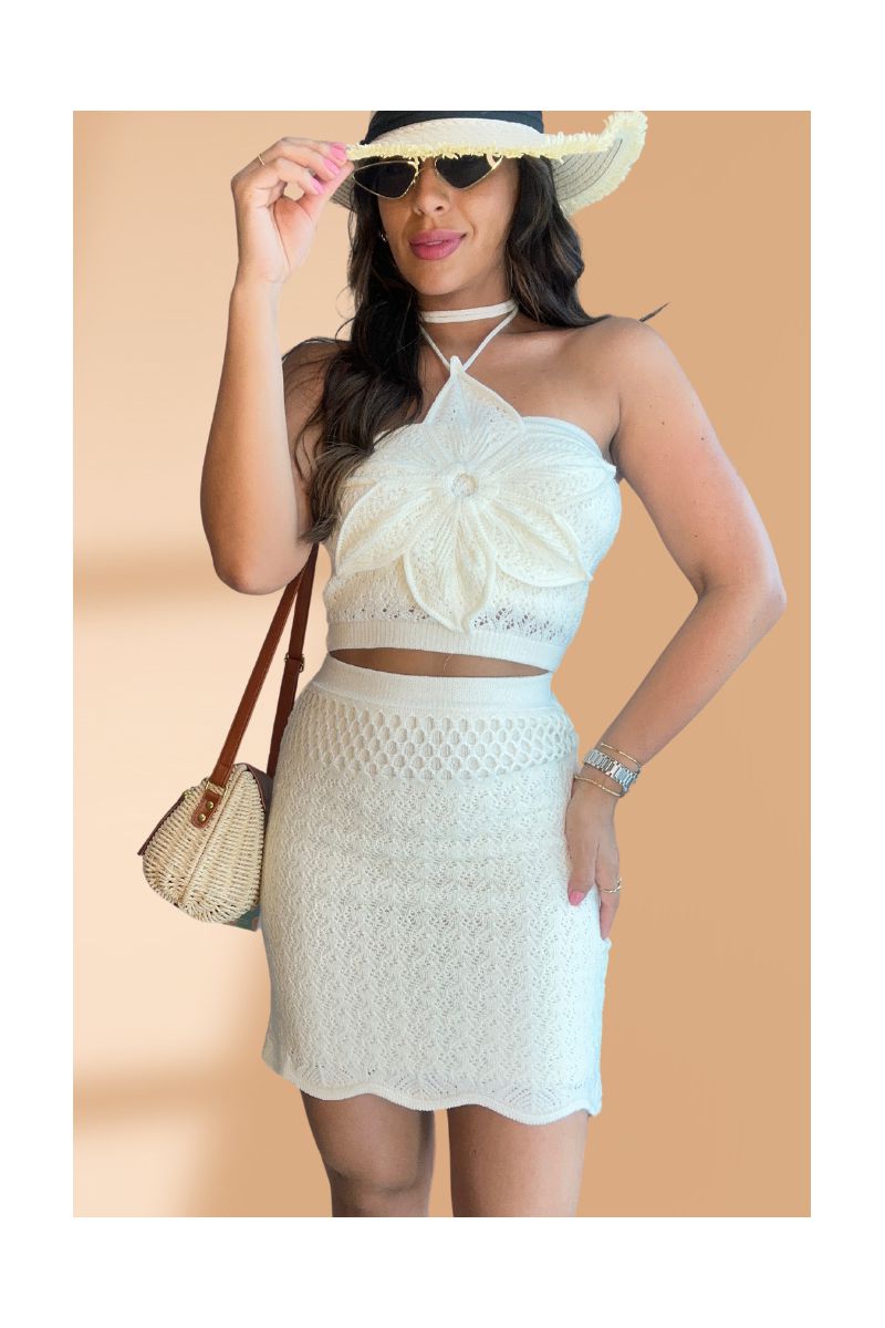 Conjunto Crochê Flor Branco