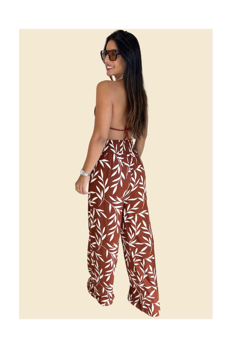 Calça Pantalona Estampada Malia