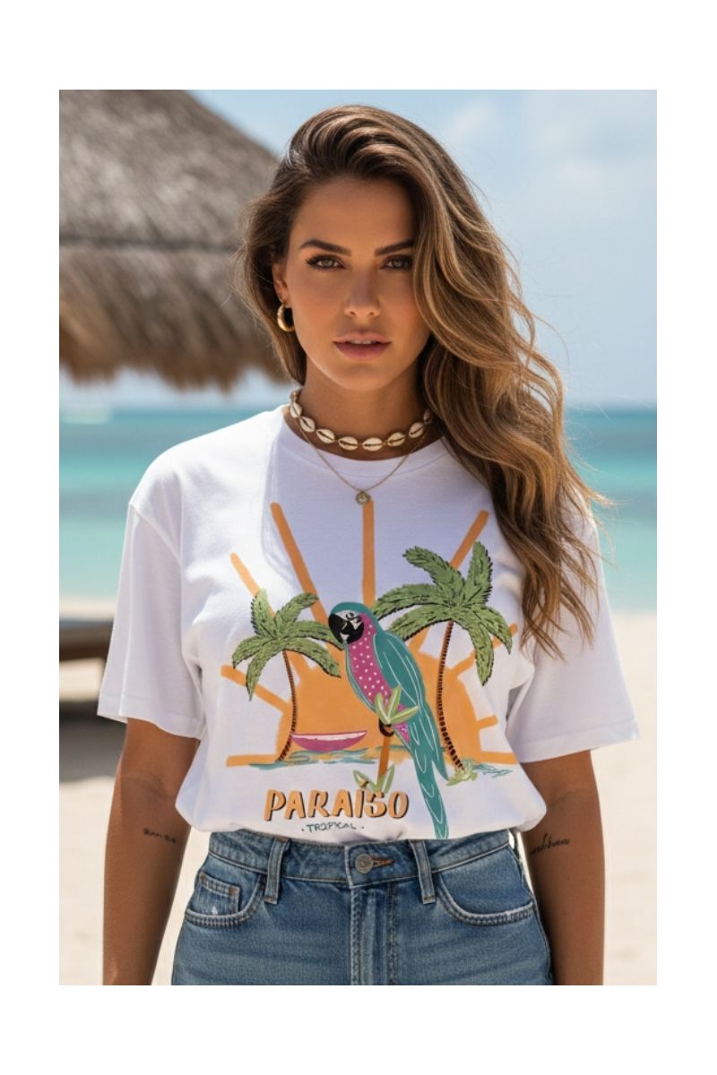 Camiseta Feminina Paraiso Tropical