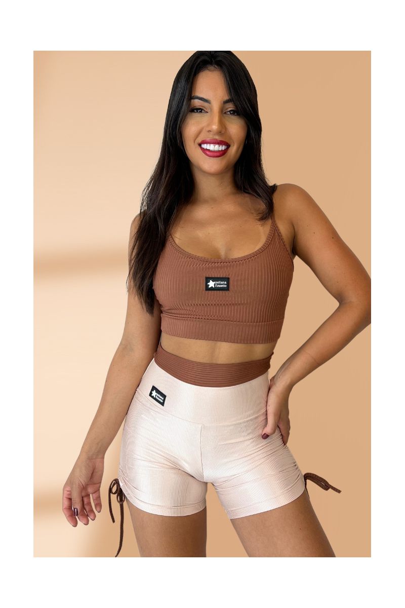 Conjunto Fitness Impulse Marrom e Nude