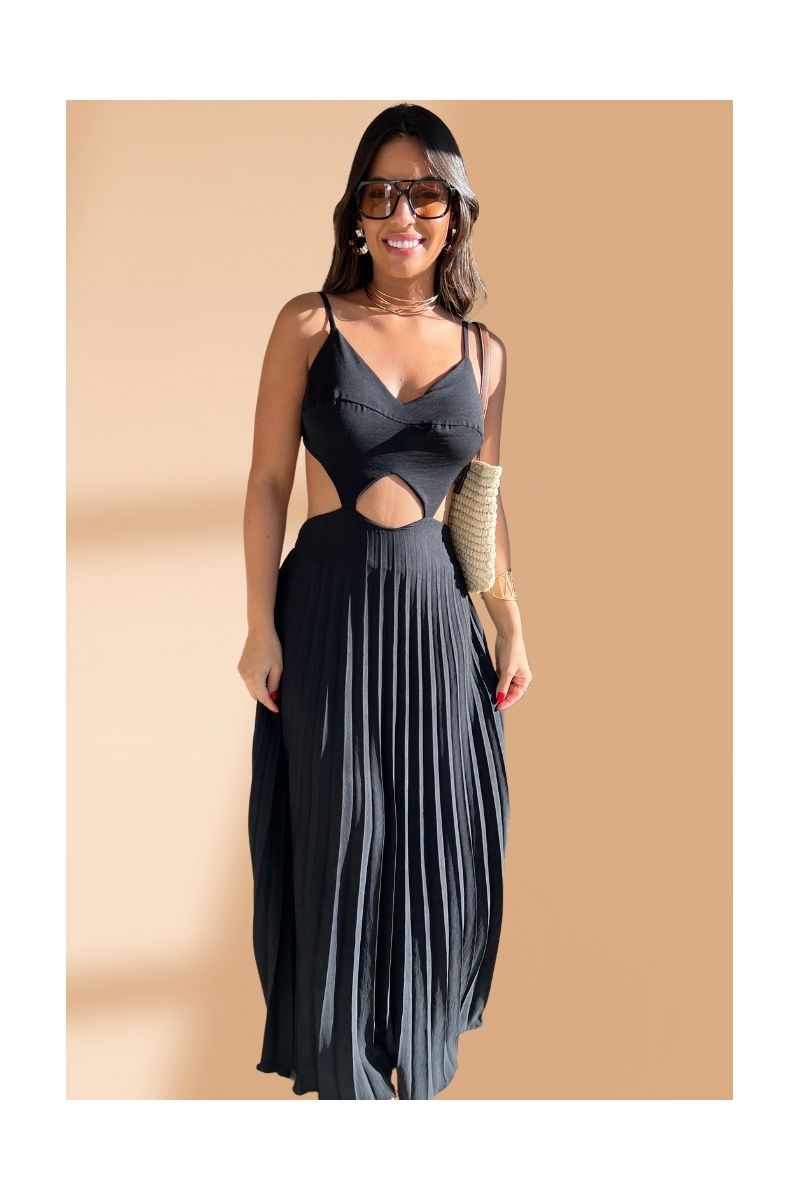 Vestido Plissado Preto