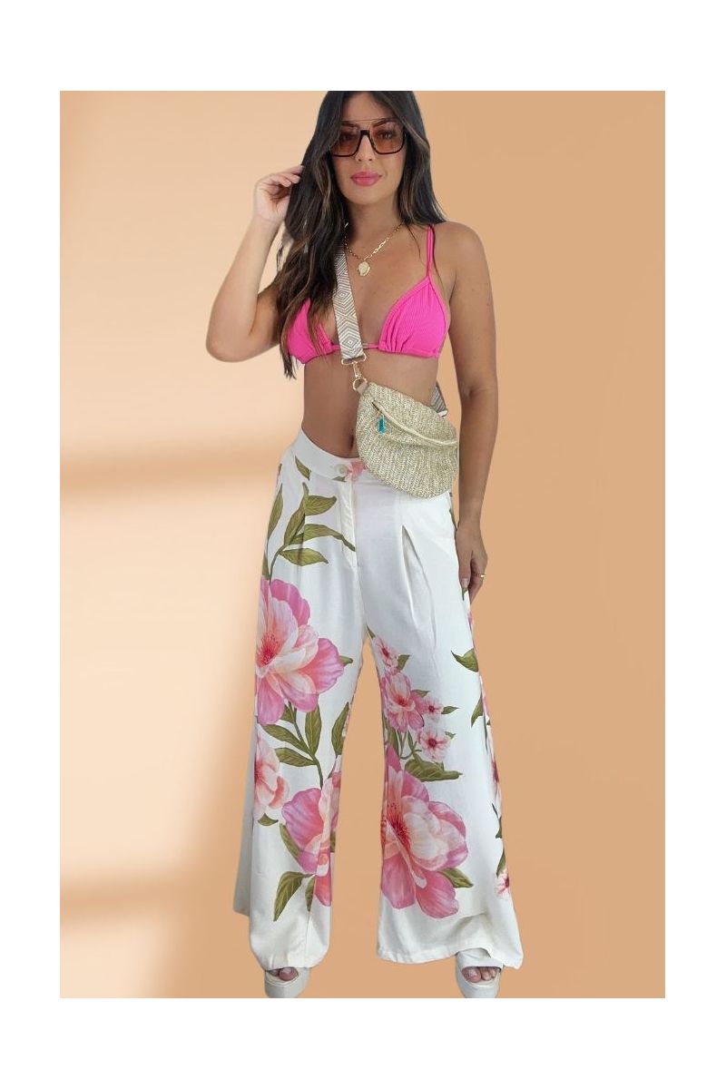 Calça Pantalona Rosas