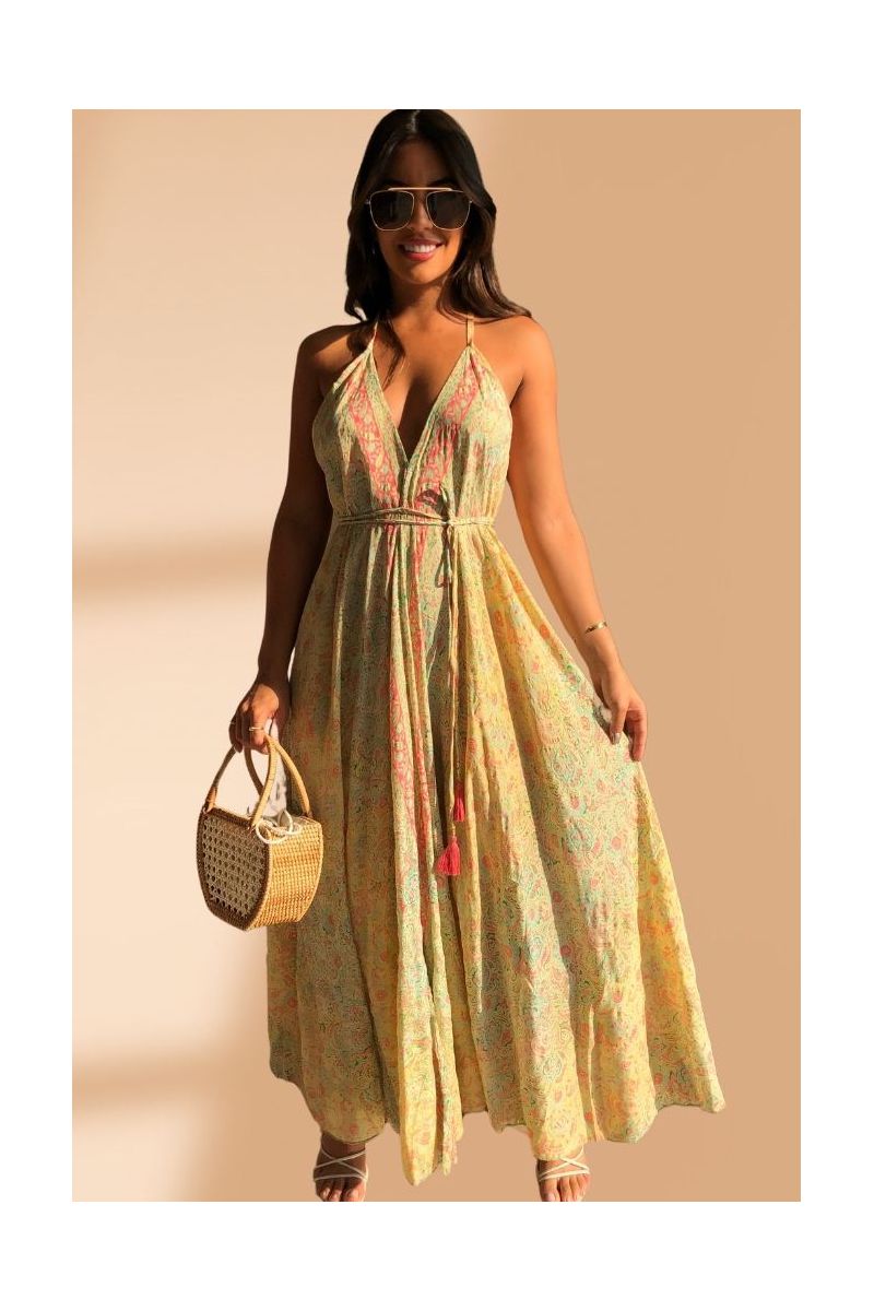 Vestido Lenço Longo Amarelo