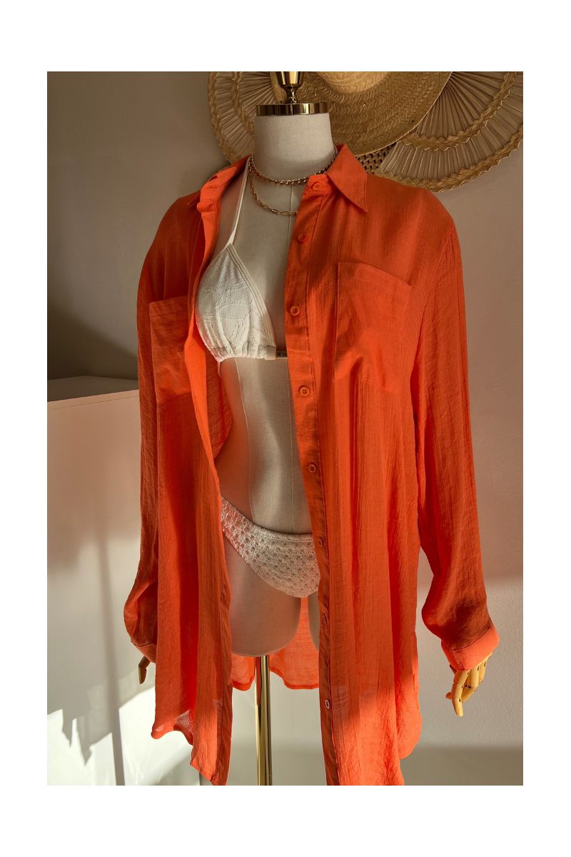 Saída de Praia Camisa Básica Laranja