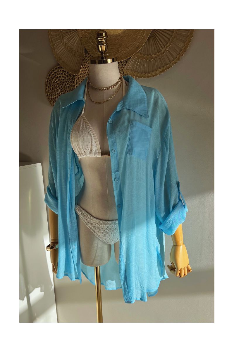 Saída de Praia Camisa Básica Azul