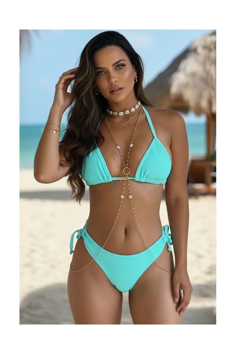 Biquíni Cortininha Asa Delta Verde Agua 