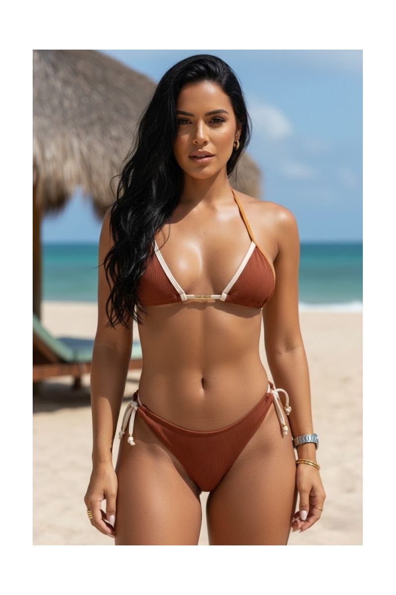 Biquíni Cortininha Asa Delta Textura Marrocos