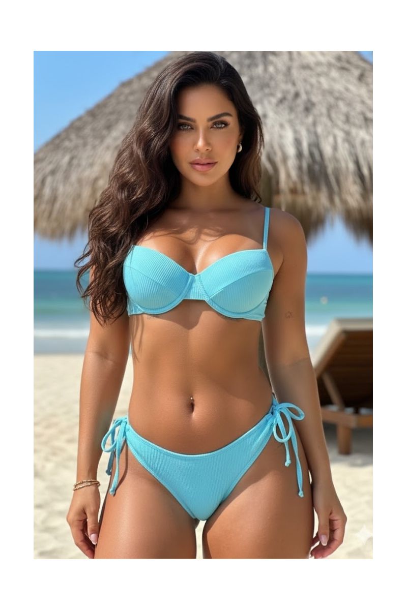 Biquíni Meia Taça Bojo Asa Delta Azul Bebê