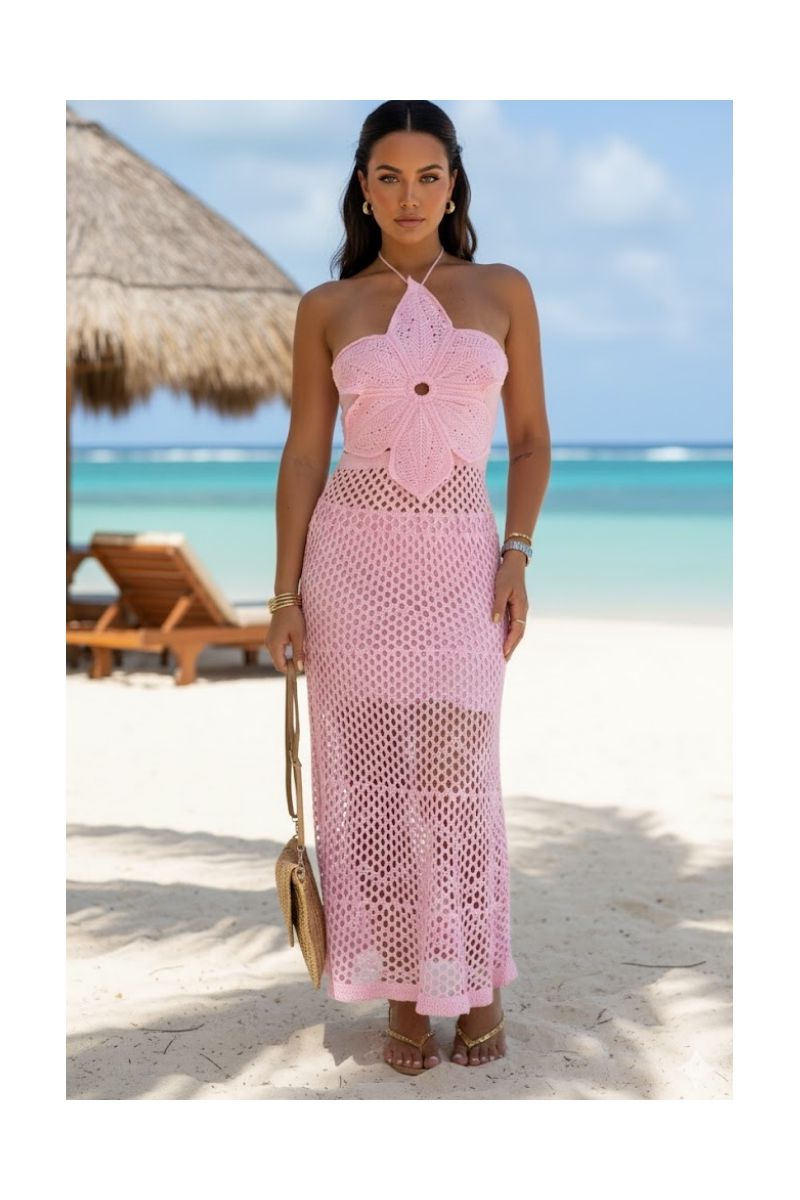 Vestido Tricot Modal Flor do Caribe