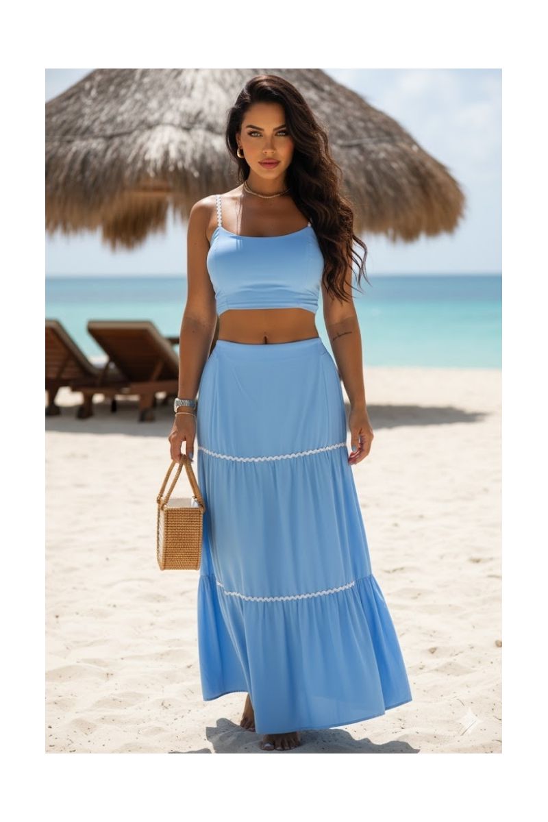 Conjunto Azul Viscose