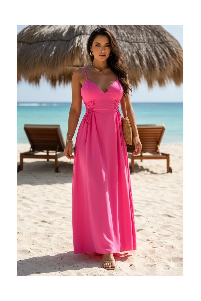 Vestido Viscose Rosa