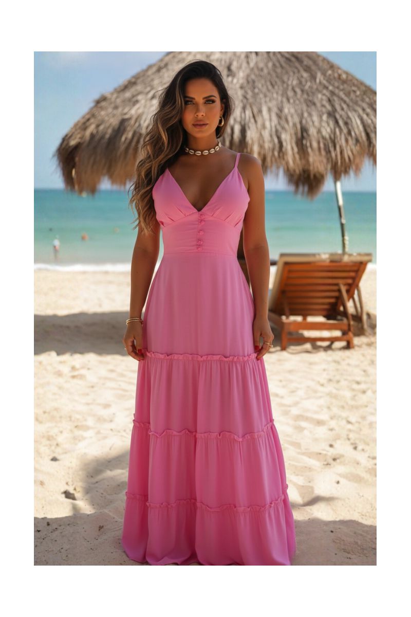 Vestido Botões Rosa