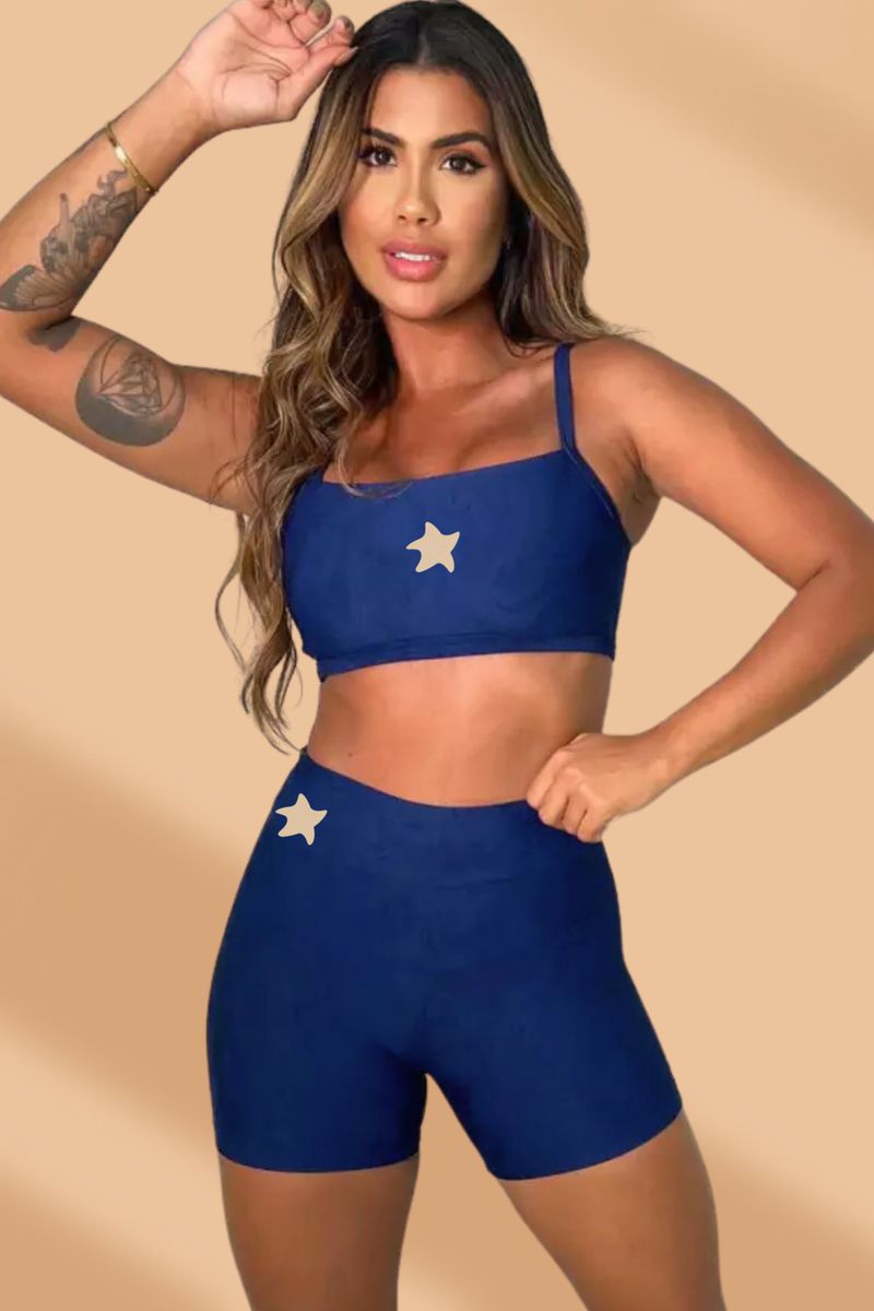 Conjunto Fitness Azul Jacquard Evolution