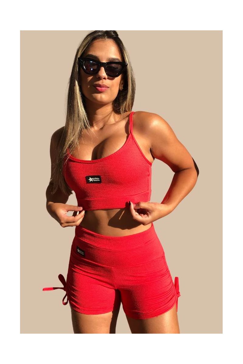 Conjunto Fitness Canelado Vermelho