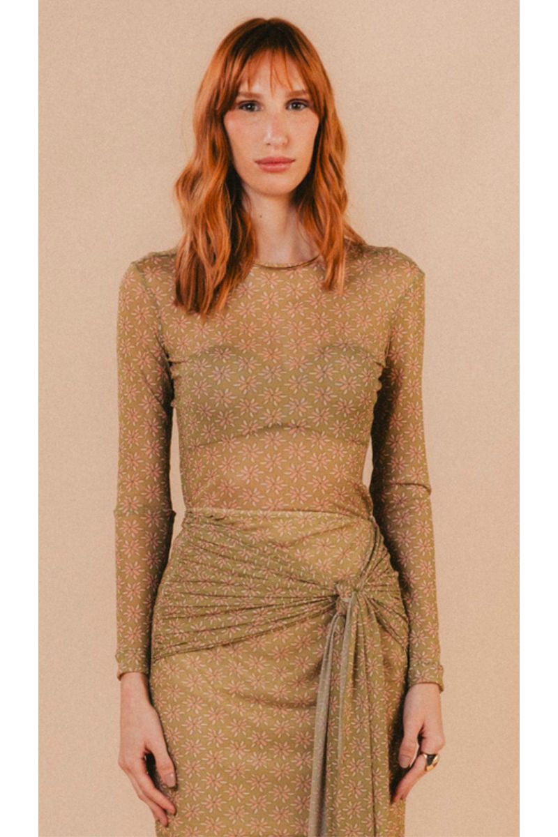 Blusa Naila Estampa Verde Aquarella