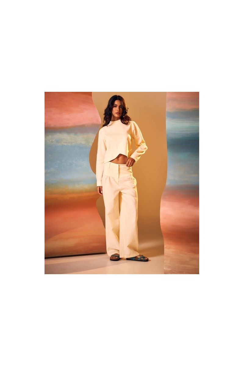 Calça Agatha Linho Rami Amarelo