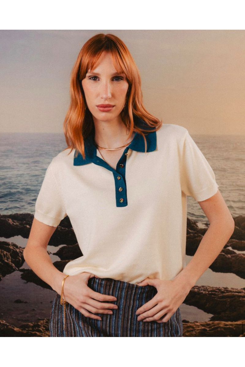 Camiseta Gola Polo Tricot Jade Aquarella