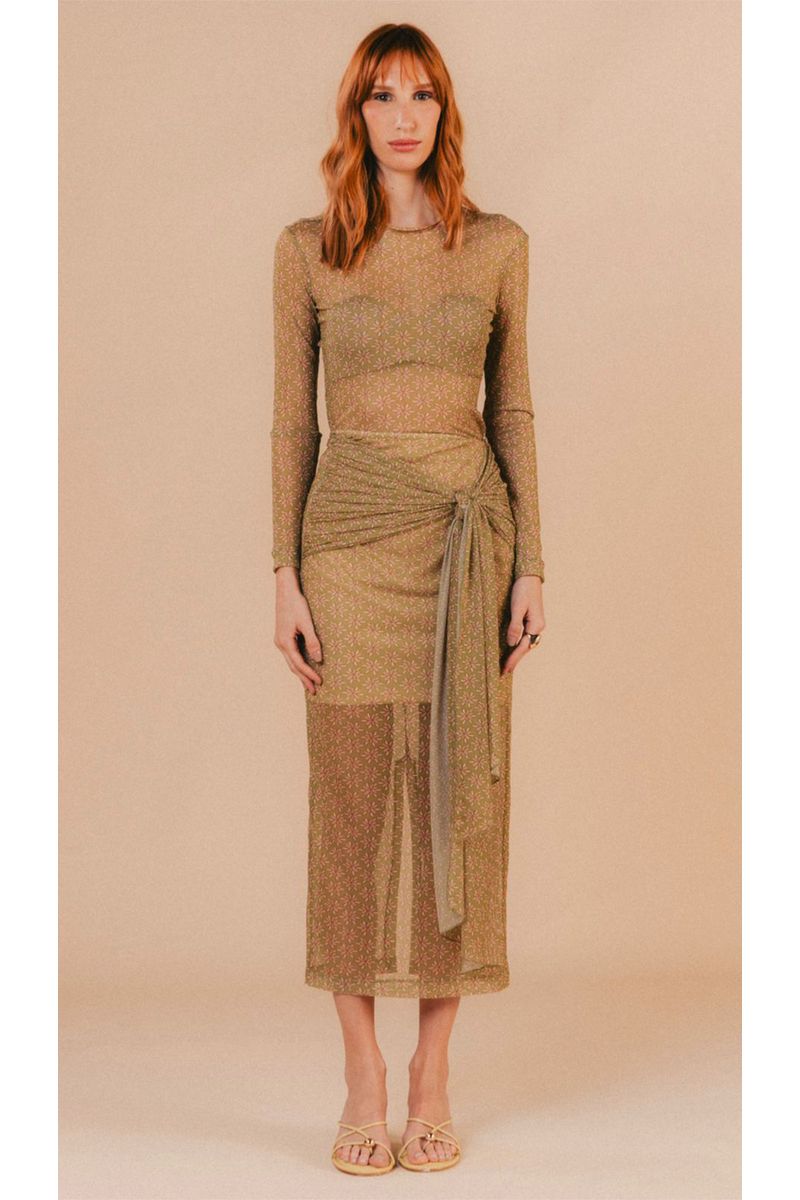 Saia Naira Estampa Verde Aquarella