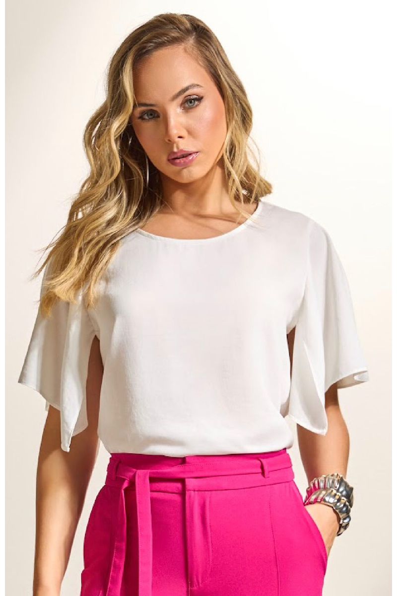 Blusa Ampla Em Crepe Com Babado
