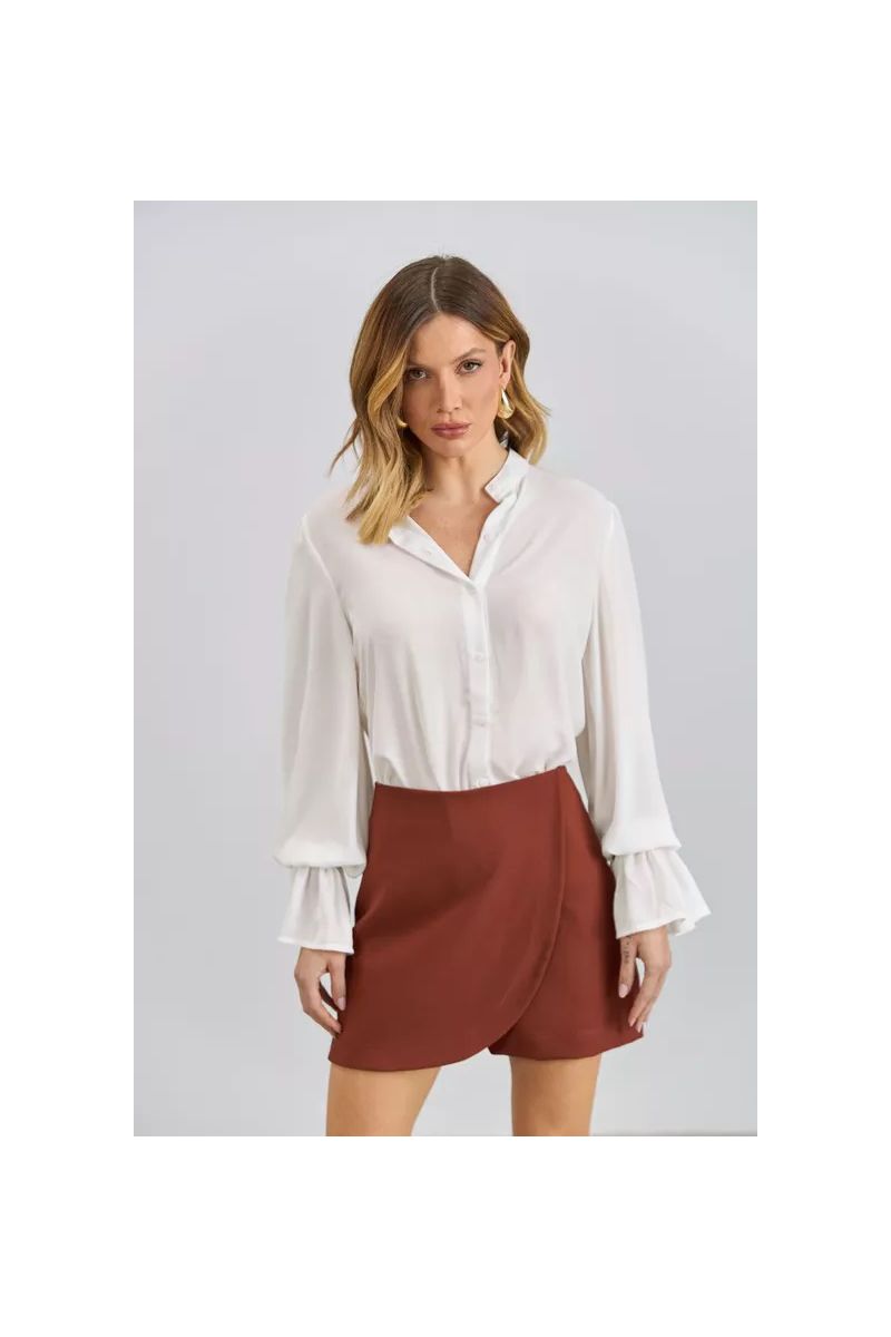 Camisa Manga Longa Ampla em Crepe