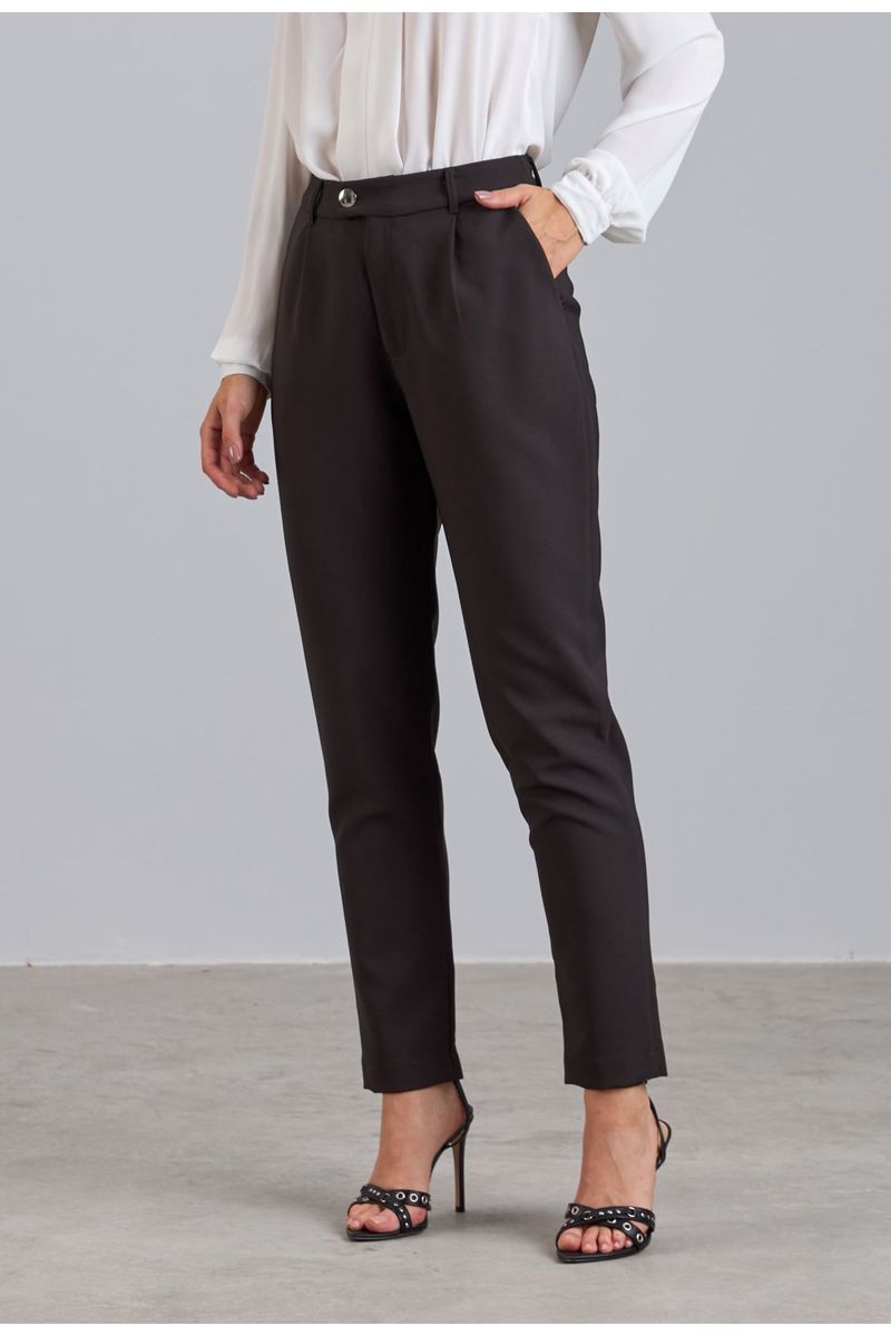 Calça Alfaiataria Com Prega Preto
