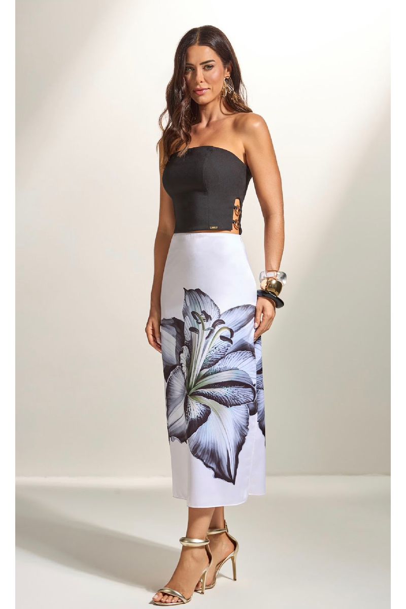 Saia Midi Com Fenda Acetinado - Displicent