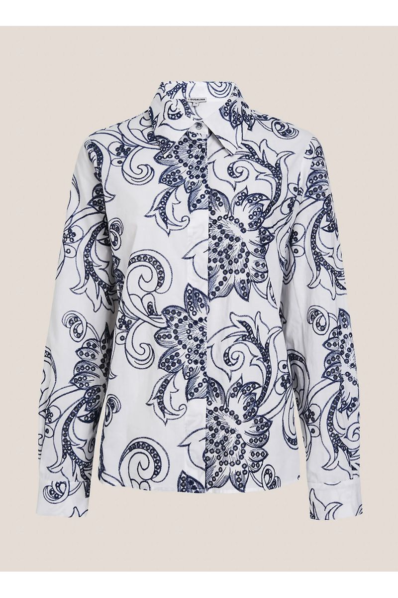 Blusa Bordada Gola Dudalina Feminina