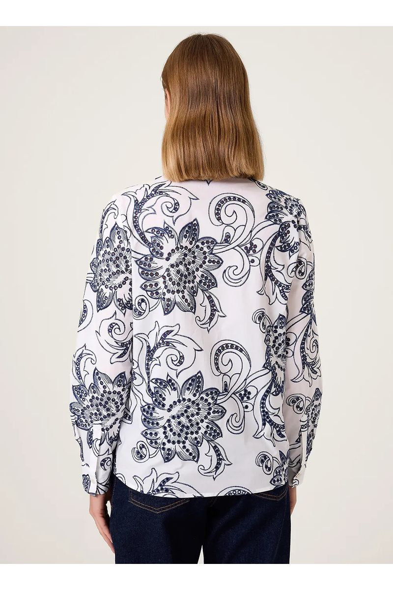 Blusa Bordada Gola Dudalina Feminina