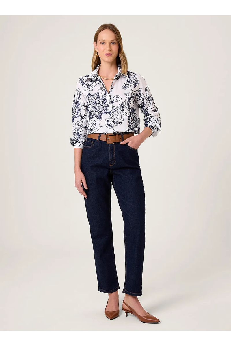 Blusa Bordada Gola Dudalina Feminina