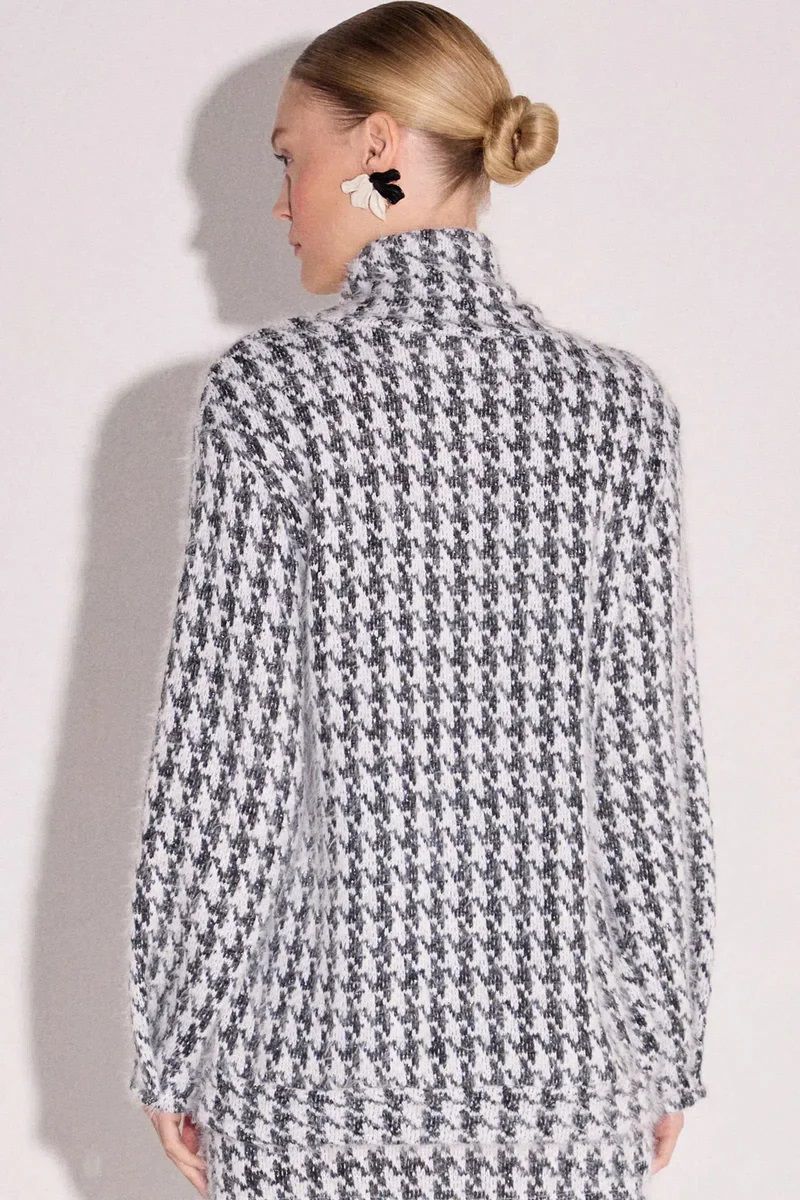Blusão Pullover Em Tricô P&b Preto