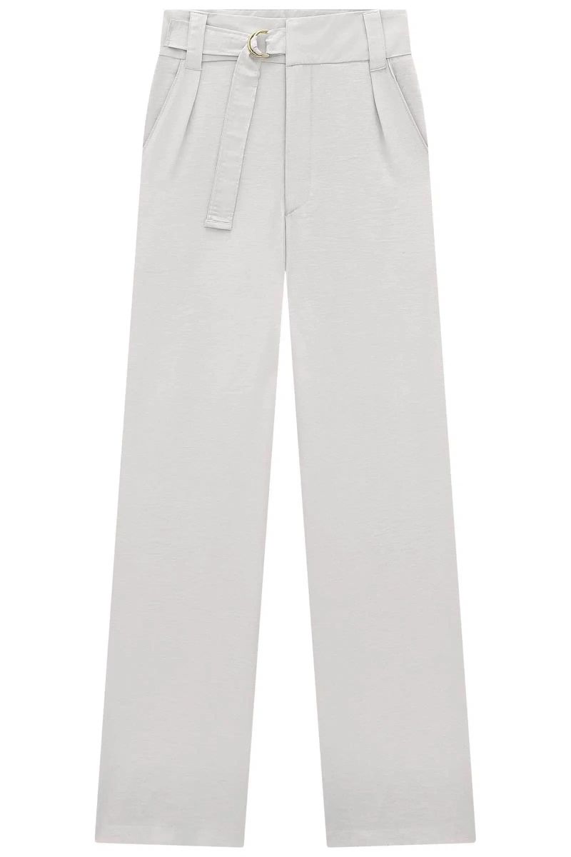 Calça Wide Leg Cintura Alta em Blend de Viscose com Detalhe Ajustável Na Cintura 74530 Linzzi
