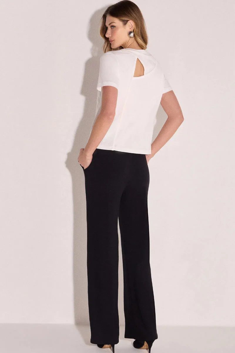 Calça Wide Leg Em Molevisco Preto