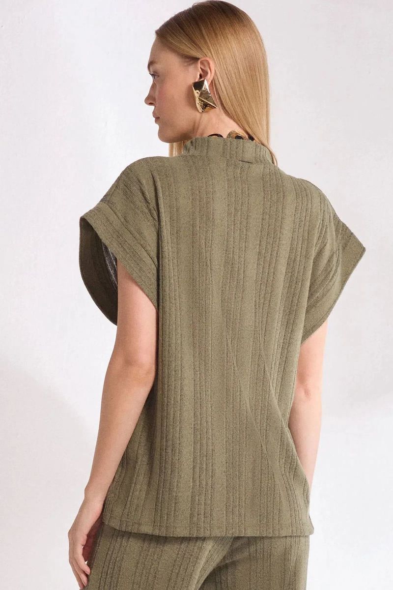 Blusa Em Malha Tricô Verde Escuro