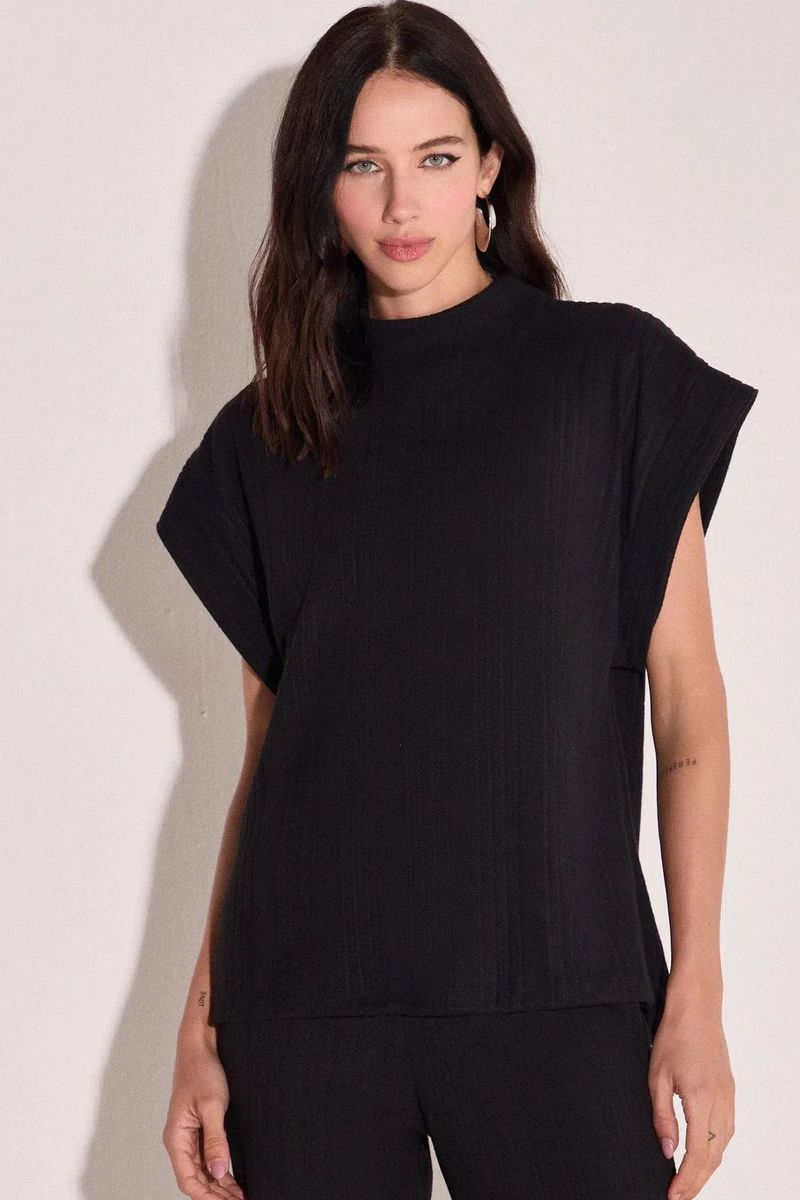 Blusa Em Malha Tricô Preto