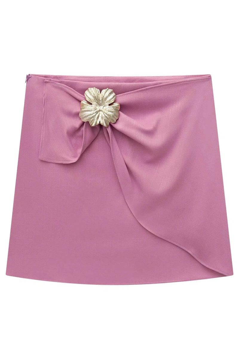 Shorts Saia em Blend de Viscose Rosa