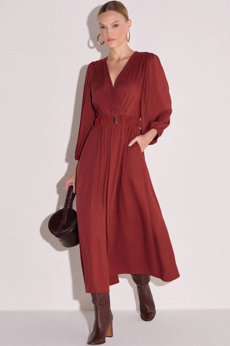 Vestido Maxi Midi em Blend de Viscose 