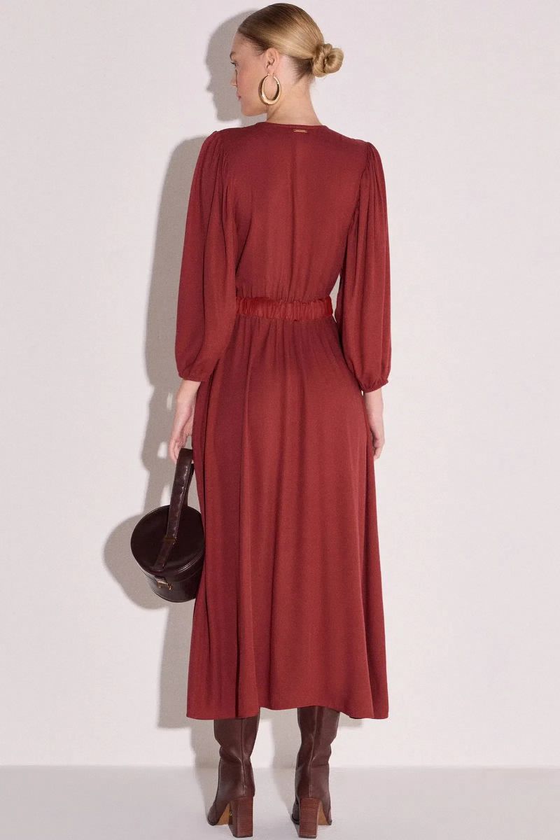 Vestido Maxi Midi em Blend de Viscose 
