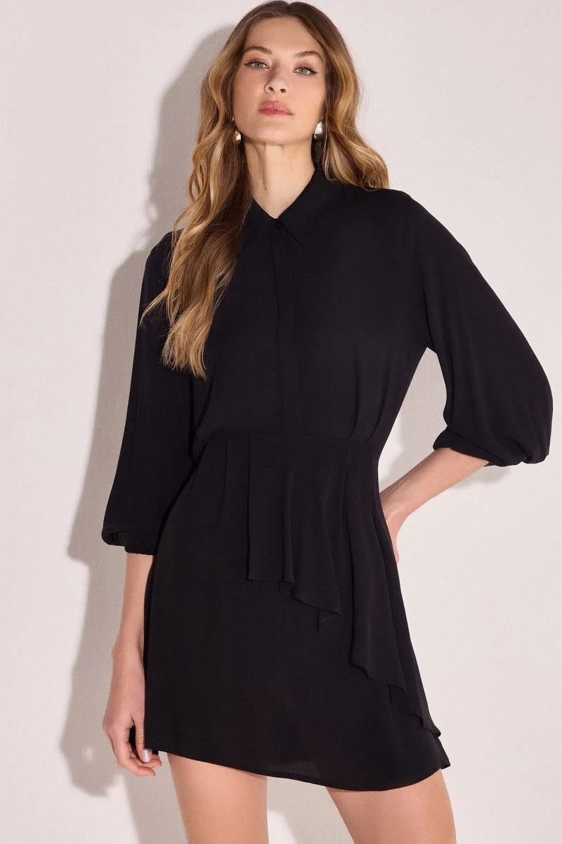 Vestido Chemise em Crepe Preto