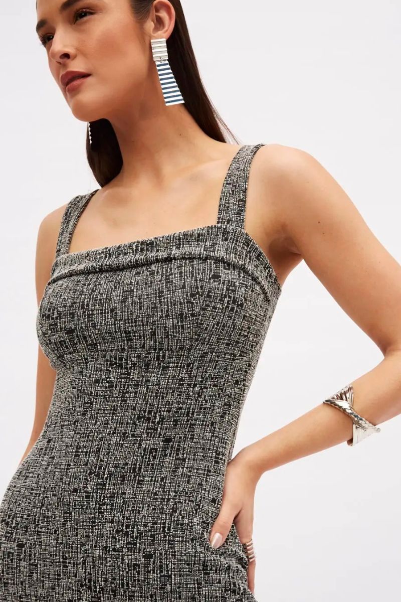 Vestido Sommer Tweed Preto/Off-White
