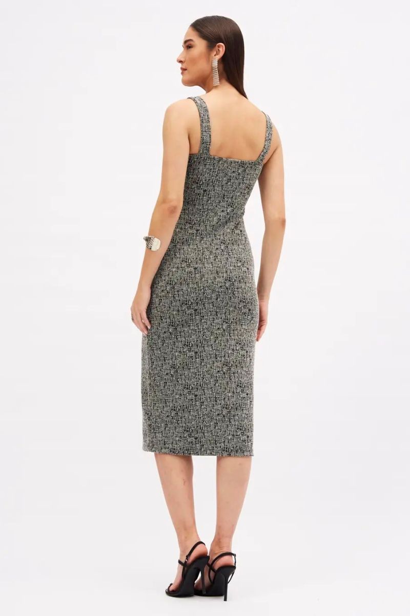Vestido Sommer Tweed Preto/Off-White
