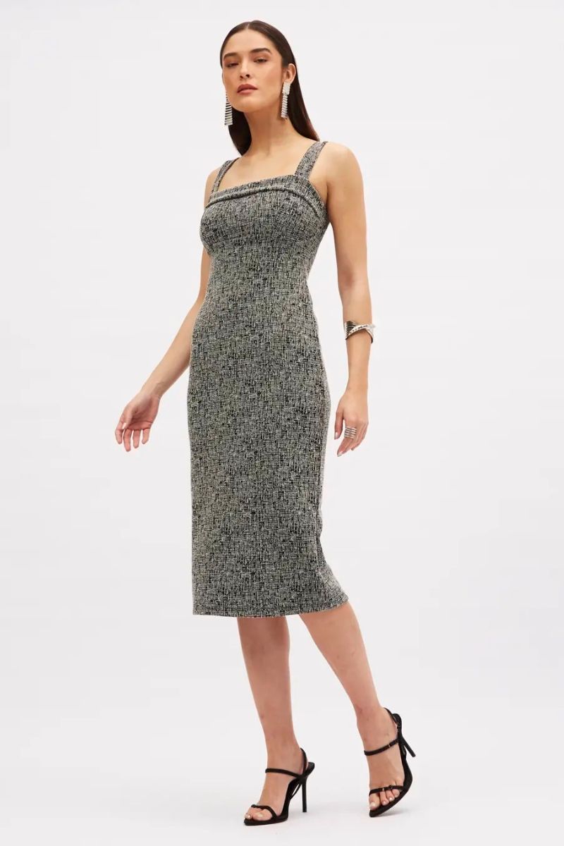 Vestido Sommer Tweed Preto/Off-White