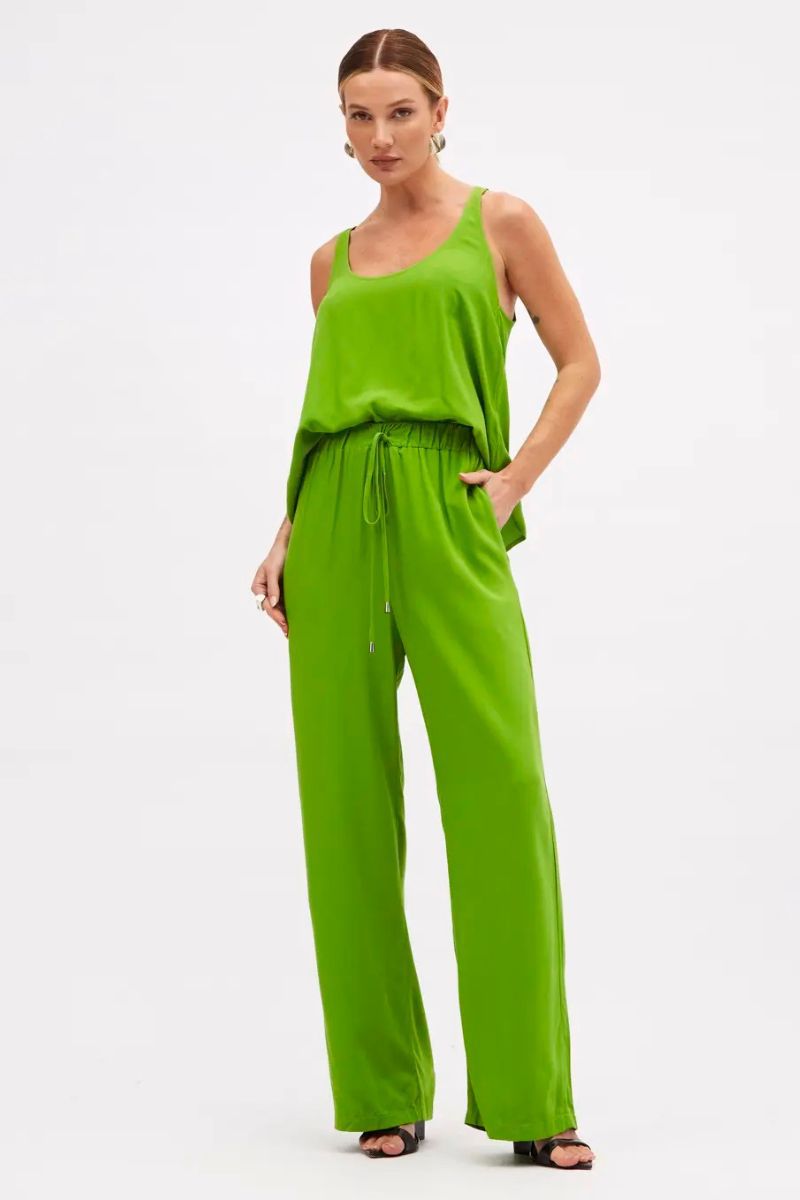 Calça Sommer Reta Franzida Verde Turim