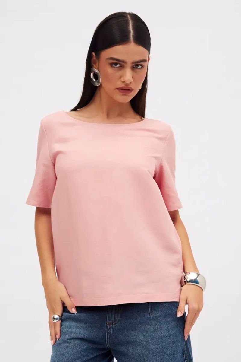 Camiseta Sommer Comfort Fashion Linho Rosa Rubor