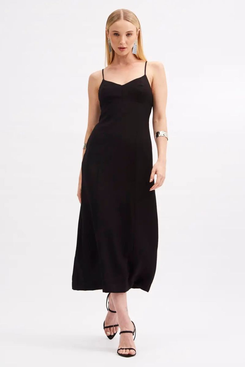 Vestido Sommer Midi Alça Preto